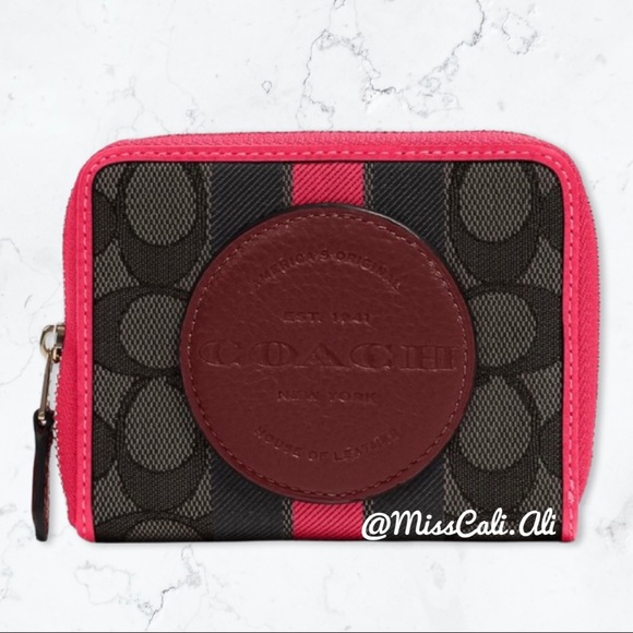 NWT COACH Dempsey Small Zip Around Wallet In Signature Jacquard Stripe & Patch - Picture 1 of 16